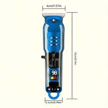 Vintage Transparent Body Men's Hair Clipper | Professional Electric Trimmer With LCD Screen - Hair Cutting & Beard Trimming  Wireless USB Charging  Ideal Valentine's Day Gift For Husband & Dad(Yellow/Green/Red/Black) - 黑色 - 查看 2