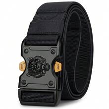 WilliamPOLO Cinturón táctico para hombres con hebilla de liberación rápida con cabeza de tigre, ancho de 1.5", ajustable para cintura de 26 a 50 pulgadas, cinturón de cinta de nilón para todas las estaciones - multicolor - Ver 18
