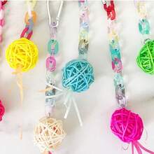 1pc/Set Parrot Toys, Colorful Rattan Ball Pendant String, Peony, Tiger Stripe, Sunflower, Parrot Chewing Toys, Bird Cage Decor Items, Multiple Colors Available