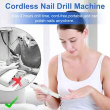 Portable Rechargeable Cordless Electric Nail Drill - Professional Nail File Machine With Drill Bits & Sanding Bands For Acrylic Gel Nails, Manicure & Pedicure Polishing