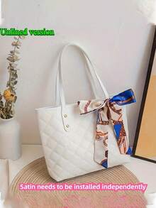 女士托特包 - 全新面料升级，别致大容量菱形绗缝图案托特包，全球跨境畅销迷你钻石缝线包，时尚简约围巾托特包，秋冬软肩水桶包，极具吸引力的PU手提包，适合休闲娱乐和通勤，可容纳手机、充电器、迷你平板电脑、化妆品、雨伞、眼镜等，实用的旅行包 - 彩色 - 查看 13