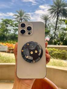 Niche Fashion Black Cat Magnetic Phone Holder, Foldable & Telescopic Phone Stand, Multi-Functional Support Bracket Compatible With IPhone, Android Phone, Gift For Birthday, Family, Friends Push-Pull Phone Grip Phone Accessories