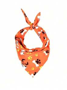 Halloween Pet Bandana, Candy Pumpkin Triangle Scarf, Suitable For Small Dogs And Cats, Applicable For Halloween, Day Of The Dead Holiday Party Decoration