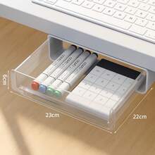 Sturdy Plastic Mini Drawer Self-Adhesive Desk Organizer Hidden Drawer Desk Office - 無色 - 查看 2