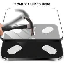 二合一智能电子体重秤，可称重/测温。电池供电（2节AAA电池），带温度显示和高清LED显示屏，单键开关，自动切换，钢化玻璃材质，最大承重396磅。适合家庭和健身房使用。健身和减肥必备。 - 彩色 - 查看 5