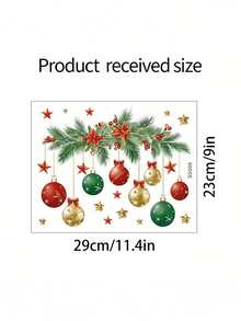 Weihnachtliche bunte Blätter, Lampen, Kugeln, Sterne Aufkleber, Kinderbadezimmer Aufkleber, Heimdekoration Wandaufkleber selbstklebend, Weihnachtsgeschenk Dekoration