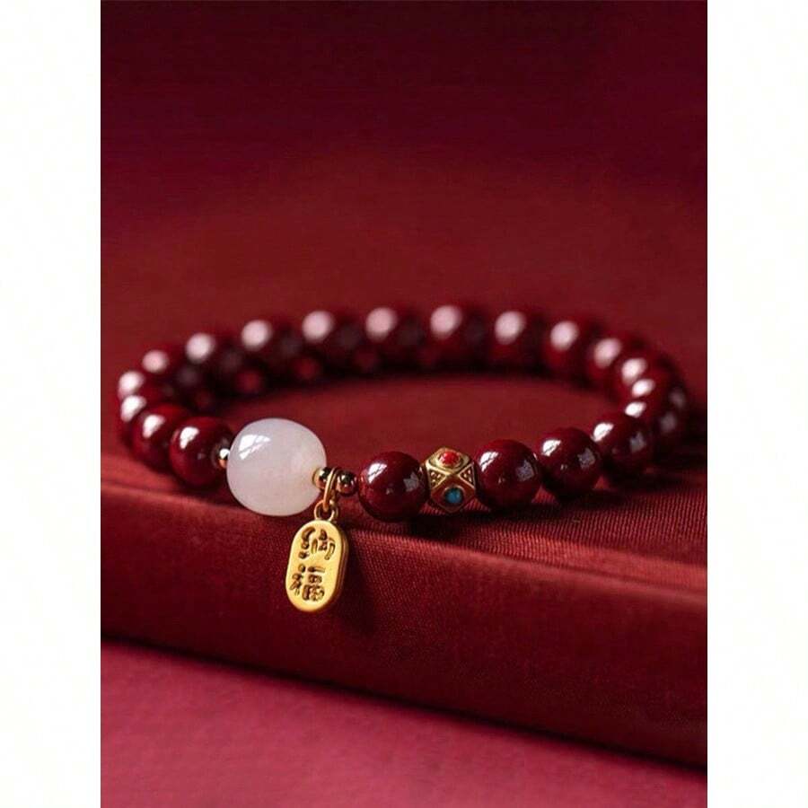 1Pc Red  Nafu  Chinese Style'Na Fu 'Pendant Beaded Bracelet, Lucky Couple And Festival Gifts - Đỏ - Xem 1