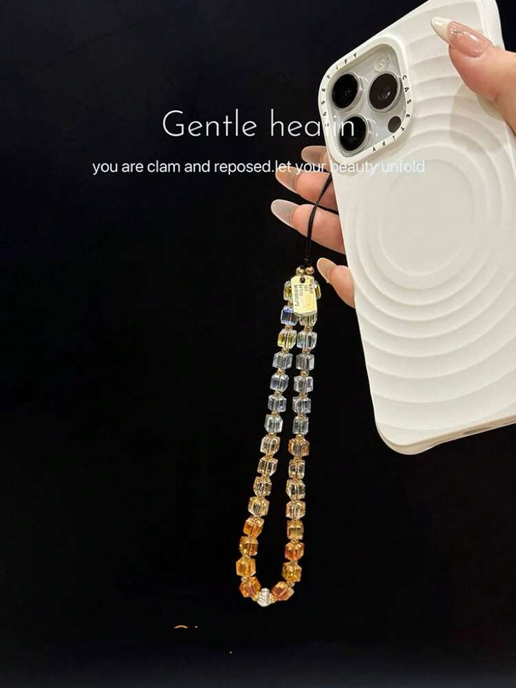 彩虹珠 | 7色水晶彩虹渐变色手机挂绳、手机挂绳、包包挂饰 - 金色 - 查看 3