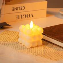 1 pieza de velas decorativas electrónicas, accesorios de decoración de fotos, luces de velas LED simuladas para cumpleaños, graduaciones y bodas. - Beis - Ver 13