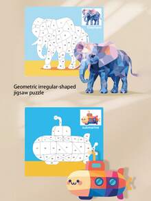 8 件 3D 几何形状拼贴动物和车辆贴纸，儿童 DIY 手工贴纸玩具，创意手工用品，男孩和女孩手工活动套件，适合作为圣诞礼物。