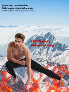 2 pezzi Pantaloni termici da uomo con fodera termica, adatti per climi freddi, attività all'aperto, palestra, strato base invernale per il riscaldamento - Multicolore - Visualizzare 3