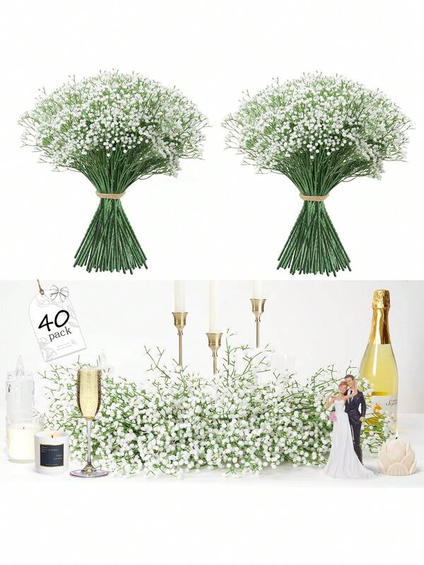 42/21/10 Stück künstliche weiße Schleierkraut, weiße künstliche Blumen, geeignet für Hochzeitsdekoration, Heimdekoration, Tischdekoration, DIY Blumenarrangements, Hochzeits- und Feiertagsparty-Dekoration, Heim-Außenhof-Gartendekoration, Hochzeit, Party, Raumdekoration, können auch als Valentinstags-Geschenke verwendet werden