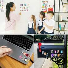 145 张/2 张杂志字母贴纸 字母数字贴纸 适用于剪贴簿用品、相册、水瓶、礼品盒、DIY 工艺品、旧日记本、门教室装饰 - 彩色 - 查看 4