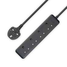 LIPWEL British Minimalist Style Extension Cord, 39"/71"/118"/197" Length Options, 4-Outlet Power Strip, Fire-Resistant Power Socket, Black, 3250W Multi-Function Plug, And Fire-Resistant, With Wall Mounting Holes, Wall-Mountable, Plug Made Of Flame-Retardant PC Material, Soft Power Indicator Light, Suitable For Home, Office And Garden. Extension Cord Power Strip - UK Plug(220-240V) - View 2