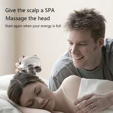 电动头皮按摩器，Type-C充电（内置600mAh锂电池）。3档速度调节，一键切换。ABS材质，配有4个可拆卸硅胶按摩爪。适用于头部、颈部、手臂和腿部按摩。按摩舒缓压力的必备良品。节日礼物。