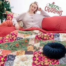 2/3pcs Quilt Set (1*Bedspread + 1/2*Pillowcase Without Filler) Floral Bedspread Coverlet Plaid Patchwork Quilt Bedding Lightweight Bedspread Reversible Home Quilts Floral Bed Cover Set - Red - View 7