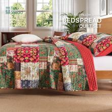 2/3pcs Quilt Set (1*Bedspread + 1/2*Pillowcase Without Filler) Floral Bedspread Coverlet Plaid Patchwork Quilt Bedding Lightweight Bedspread Reversible Home Quilts Floral Bed Cover Set - Red - View 8