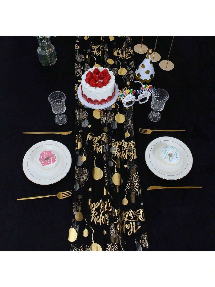 1 pieza 28.35x120/196.8 pulgadas Tapete de mesa con estampado de globos y fuegos artificiales para cumpleaños, Tapete de mesa de cumpleaños para celebración de fiesta de cumpleaños, decoración de mesa de cocina y comedor para fiestas en interiores y exteriores, adecuado para fiestas en el hogar y días festivos