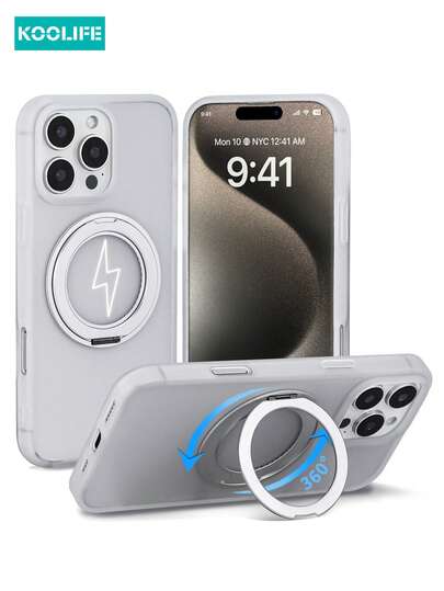Koolife 1 件 360° 旋转磁性手机壳，2.5 毫米背板，PC+TPU 材质，精确切口，亲肤哑光防滑防汗，凸起摄像头保护，兼容 13/13 Pro/13 Pro Max/14/14 Pro/14 Pro Max/15/15 Plus/15 Pro/15 Pro Max/16/16 Plus/16 Pro/16 Pro Max/16e/17/17 Air/17 Pro Max