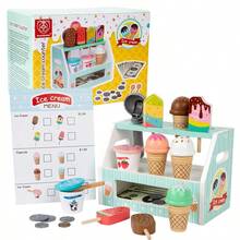 四色冰淇淋店木制玩具 - 幼儿食物角色扮演游戏，儿童益智玩具