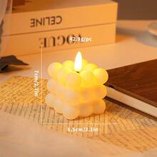 1 pieza de velas decorativas electrónicas, accesorios de decoración de fotos, luces de velas LED simuladas para cumpleaños, graduaciones y bodas. - Beis - Ver 8