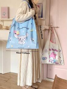Sanrio 可折叠家庭购物袋，可爱卡通图案（Hello Kitty、My Melody、Kuromi），可重复使用，便携，适合日常购物，适合青少年和可爱爱好者，耐用涤纶面料，抗撕裂材料，易于清洁 - 彩色 - 查看 3