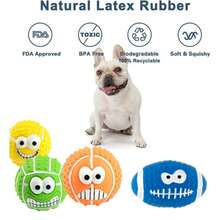 1 Pc Squeaky Dog Ball, Latex Rubber Dog Squeak Toys, 3.1'' Soft Bouncy Fetch Balls For Medium Small Pets Interactive Play, Teeth Cleaning Puppy Interactive Chew Durable Toy - Multicolor - View 6