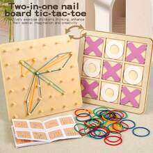 Đồ chơi rèn luyện tư duy logic trò chơi ô ăn quan, trò chơi trí tuệ trên bàn dành cho hai người chơi, tương tác giữa cha mẹ và con cái, bảng vẽ hình học cho học sinh lớp 1-2, bảng vẽ hình học cho mẫu giáo, đồ dùng học tập thiết yếu, công cụ đếm số khi trở lại trường, 3D - Pinboard Tic-Tac-toe 2 trong 1 - Xem 10