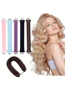 3pcs No-Heat Hair Curler Set, Black, Overnight Curling, Suitable For Long & Medium Hair, Ideal For Salons, Spas, Daily Use, Hair Accessories - Multicolor - View 8