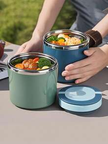 niceforyou 1pc Stainless Steel Vacuum Insulated Portable Lunch Box, Capacity Between 630ml To 1000ml. Features Portable Design And Vacuum Insulation, Durable And Sturdy. This Stylish And Practical Handheld Lunch Box Is Suitable For - Pink - View 5