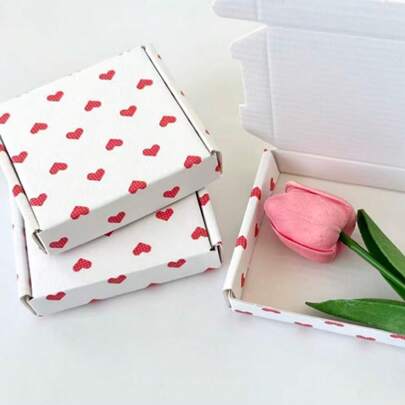 10个装时尚简约彩色印花爱心蝴蝶结飞机造型包装盒，礼品配件包装盒，快递包装盒，婚礼和节日礼品包装盒，适合节日送礼和日常使用，适合包装小件物品、配件、盔甲等。