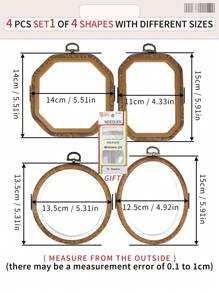 3 قطع/4 قطع أطواق تطريز خشبية بنية داكنة بطراز رجعي، أطواق تطريز DIY بطراز عتيق، أطواق غرزة متقاطعة، أطواق تطريز، أطواق لتعليق أحلام الريح، مصنوعة من ABS وPVC متين، مع خطافات معدنية برونزية للتعليق، يمكن استخدامها كديكور للحقائب والملابس والهواتف والمفاتيح، ديكور هالوين وعيد الميلاد، ديكور المكتب والسرير، تعليق السيارة، تشمل 16 إبرة تطريز للخياطة والاستخدام المنزلي