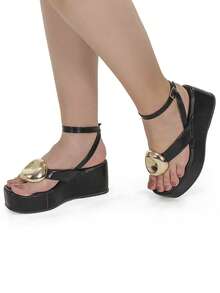 Loris Shoes Oficial Spyke Stylish Women's Wedge Strap Flatform Buckle Sandal 6430 - 黑色 - 查看 2