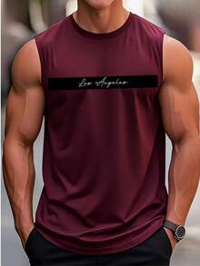 LOS ANGELES Men's Tank Top Cotton Shirt Premium Mesh Tank Top Summer Fashion Sport Casual Gym Walking Everyday - Màu Tím - Xem 1