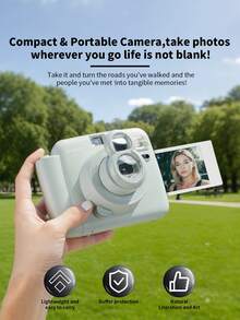 Popoto Instant Camera, Compatible With Mini Instant Film, Includes 10 Sheets Of Film, Built-In Flash, Optical Imaging, Center Viewfinder, Vintage Film-Like Photo Quality (Batteries Not Included) - Camera + Film, Selfie Mirror - View 8