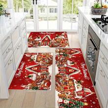 Holiday Reindeer Christmas Doormat - Vibrant Holiday Decor, Non-Slip Backing, Machine Washable, Polyester Entrance Rug, Suitable For Indoor/Outdoor Use, Easy To Clean, Perfect For Winter, Christmas Decoration Bathroom Kitchen Decor