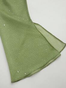 Robe mini à col carré, unie et pailletée, avec nœud