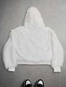 Modcrash Men Loose Fit Faux Fur Coat, Vintage, Winter, Fall - White - View 4