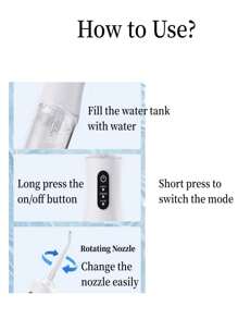 HYUNDAI 可充电式冲牙器，便携式手持无线牙齿清洁器，电动口腔冲洗器，3种模式，4个喷嘴，适合家庭口腔护理