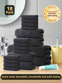 18pcs Luxury Towel Set, Made Of Super Soft And Absorbent Microfiber, Quick Drying, Lint-Free And Colorfast, Ideal For Home, Bathroom, Gym, Hotel, Spa, Travel, Autumn, Halloween, Christmas Decoration - Multicolor - View 8