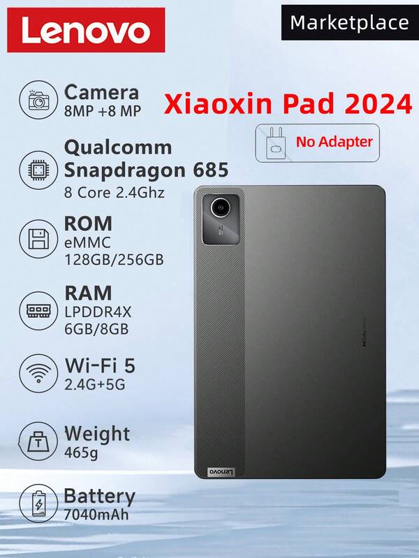 Lenovo Xiaoxin Pad 2024 Global Rom 11" 2K Display, 8GB RAM, 128GB Storage, Snapdragon 685, 7040mAh Battery, No Adapter
