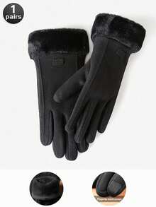 1 Đôi Găng tay cảm ứng ngoài trời ấm áp cho nữ, Găng tay dày chống gió, chống lạnh, mùa thu/đông - Nhiều màu - Xem 8