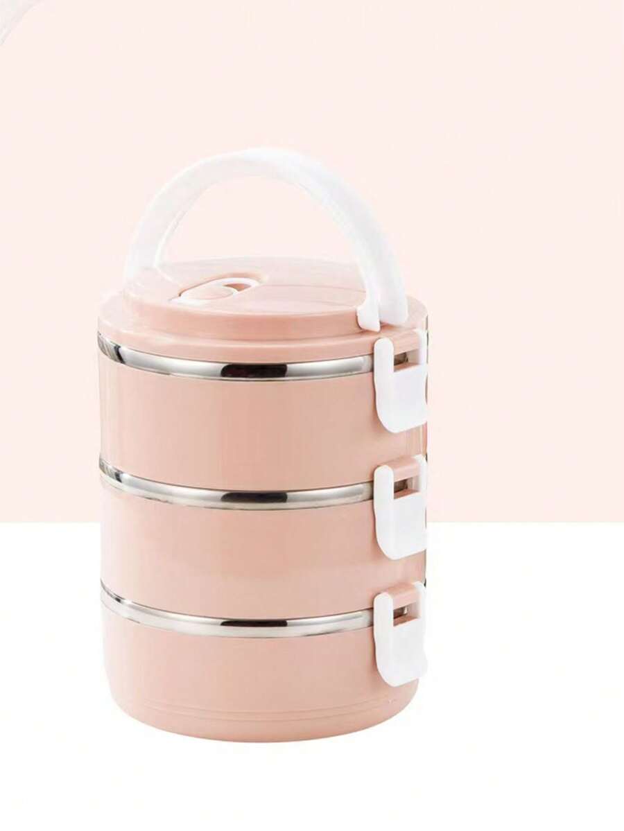 صندوق غداء جديد أنيق من الفولاذ المقاوم للصدأ، صندوق غداء معزول، مناسب للعمل والطلاب، متعدد الطبقات دائري السعة الكبيرة