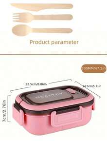 1200ML/42oz 2-Layer PP5 Plastic Portable Lunch Box, Microwave , Compartment Design With Sauce Containers And Utensils, Lightweight Bento Box - Multicolor - View 6