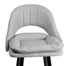 Silla alta para barra moderna taburete elegante de diseño contemporáneo con respaldo y cojín acolchado asiento tapizado en piel sintética color negro patas metálicas reforzadas con detalles dorados base antideslizante soporte estable y reposapiés ergonómico ideal para cocina comedor barra desayunador restaurante bar cafetería mueble decorativo de lujo estilo sofisticado resistente cómodo fácil de limpiar y mantener - Gris - Ver 3