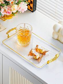 1pc Plastic PS Rectangular Plate Set, Breakfast Tray, Snack Plate, Fried Food Plate, French Fry Dish, Sushi Plate, Dessert Plate, Suitable For Party, BBQ And Sweets, Towel Tray, Dishwasher - White - View 7