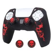 Nuova cover protettiva per controller Playstation 5 a forma di teschio, RALAN 1 custodia protettiva per controller + 2 cappucci personalizzati per levette analogiche - Multicolore - Visualizzare 5