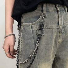 1 قطعة سلسلة جينز معدنية مطرزة بنقشات هندسية بطراز الشارع البانك، حزام خصر معدني عتيق حاد، مناسب لجميع المناسبات والأعياد والأكسسوارات الشارعية وإكسسوارات الجينز