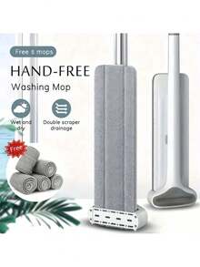 2pcs Replacement Mop Pads, Large Automatic Self-Wringing Flat Mop, 360° Rotatable Adjustable Cleaning Mop, Dry & Wet Dual Use, Hands-Free Super Microfiber Mop, Suitable For Hardwood Floors And Window Cleaning, 2025 New Household Cleaning Tool