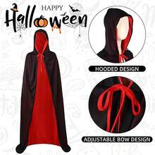 Capa de vampiro negra y roja para adultos con capucha, capa con capucha reversible y unisex, capa de vampiro/pirata para mujeres y hombres, disfraz de Halloween para fiesta y cosplay